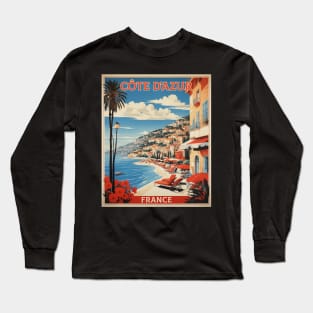 Cote D'azur France Tourism Vintage Poster Long Sleeve T-Shirt